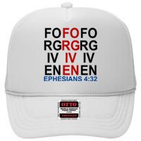 Forgiven Christian Saying High Crown Mesh Back Trucker Hat