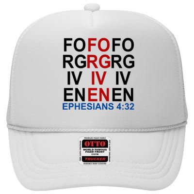 Forgiven Christian Saying High Crown Mesh Back Trucker Hat