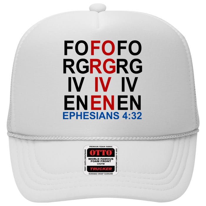 Forgiven Christian Saying High Crown Mesh Back Trucker Hat