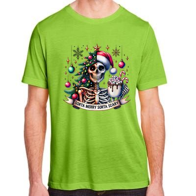 Funny Christmas Sorta Merry Sorta Scary Skeleton Xmas Tree Adult ChromaSoft Performance T-Shirt