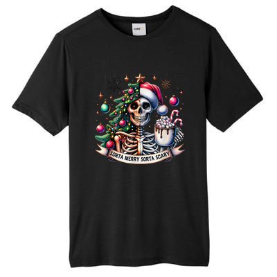 Funny Christmas Sorta Merry Sorta Scary Skeleton Xmas Tree Tall Fusion ChromaSoft Performance T-Shirt