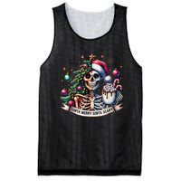 Funny Christmas Sorta Merry Sorta Scary Skeleton Xmas Tree Mesh Reversible Basketball Jersey Tank