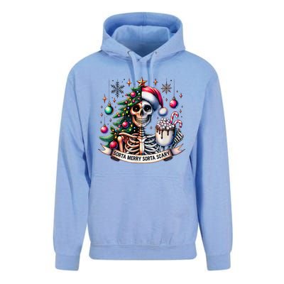 Funny Christmas Sorta Merry Sorta Scary Skeleton Xmas Tree Unisex Surf Hoodie