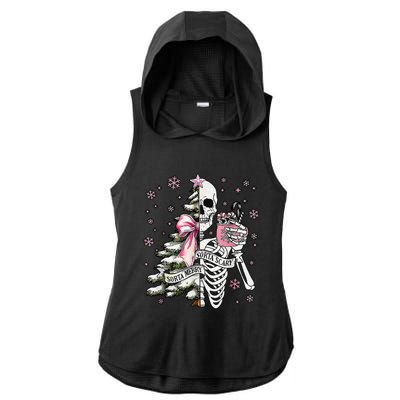 Funny Christmas Sorta Merry Sorta Scary Skeleton Xmas Tree Ladies PosiCharge Tri-Blend Wicking Draft Hoodie Tank