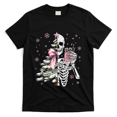 Funny Christmas Sorta Merry Sorta Scary Skeleton Xmas Tree T-Shirt