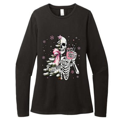 Funny Christmas Sorta Merry Sorta Scary Skeleton Xmas Tree Womens CVC Long Sleeve Shirt