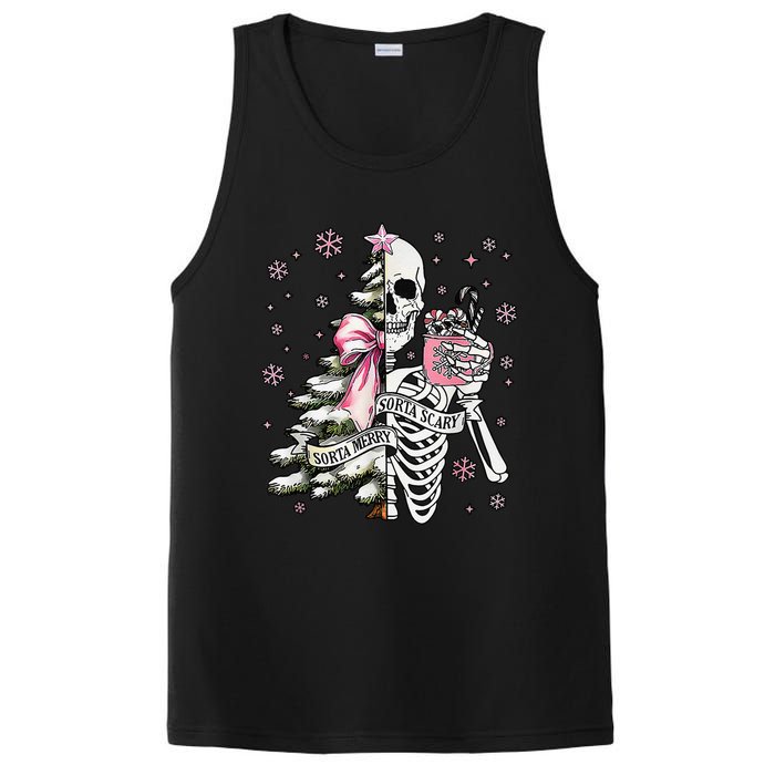 Funny Christmas Sorta Merry Sorta Scary Skeleton Xmas Tree PosiCharge Competitor Tank