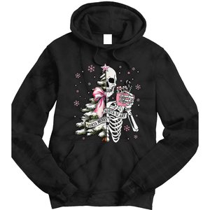 Funny Christmas Sorta Merry Sorta Scary Skeleton Xmas Tree Tie Dye Hoodie