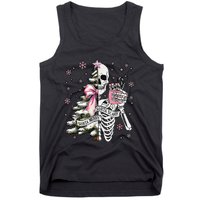 Funny Christmas Sorta Merry Sorta Scary Skeleton Xmas Tree Tank Top