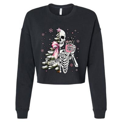 Funny Christmas Sorta Merry Sorta Scary Skeleton Xmas Tree Cropped Pullover Crew