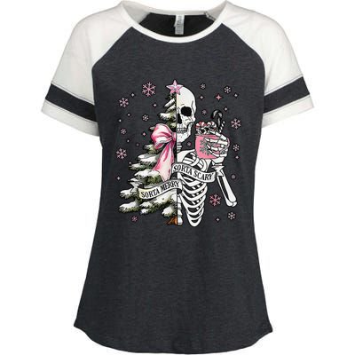 Funny Christmas Sorta Merry Sorta Scary Skeleton Xmas Tree Enza Ladies Jersey Colorblock Tee