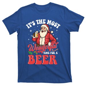 Funny Christmas Santa Claus Ing Beer Wonderful Time Great Gift T-Shirt