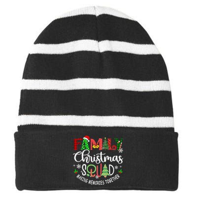 Family Christmas Squad Matching Outfit Xmas Santa Group Striped Beanie with Solid Band