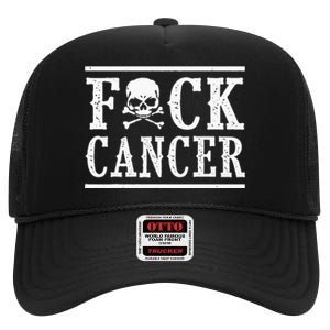 Fuck Cancer Skull and Crossbones Skeleton Breast Cancer  High Crown Mesh Back Trucker Hat