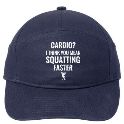 Funny Cardio Squatting Powerlifter Gym Workout Fitness Cool Gift 7-Panel Snapback Hat