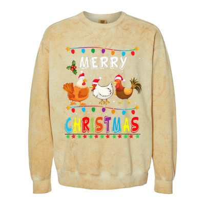 Festive Chicken Santa Hat with Lights Hilarious Christmas Gift Colorblast Crewneck Sweatshirt