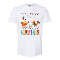 Festive Chicken Santa Hat with Lights Hilarious Christmas Gift Softstyle CVC T-Shirt