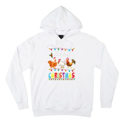 Festive Chicken Santa Hat with Lights Hilarious Christmas Gift Hoodie