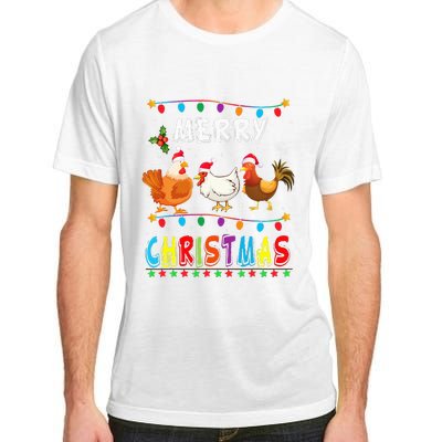 Festive Chicken Santa Hat with Lights Hilarious Christmas Gift Adult ChromaSoft Performance T-Shirt