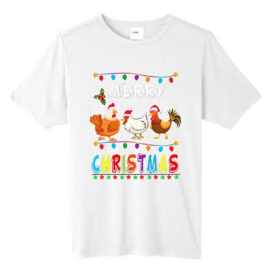 Festive Chicken Santa Hat with Lights Hilarious Christmas Gift Tall Fusion ChromaSoft Performance T-Shirt