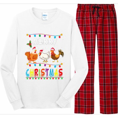 Festive Chicken Santa Hat with Lights Hilarious Christmas Gift Long Sleeve Pajama Set