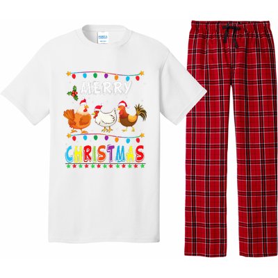 Festive Chicken Santa Hat with Lights Hilarious Christmas Gift Pajama Set