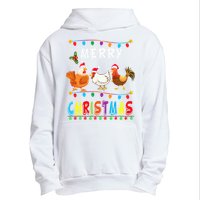 Festive Chicken Santa Hat with Lights Hilarious Christmas Gift Urban Pullover Hoodie