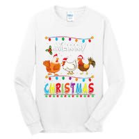 Festive Chicken Santa Hat with Lights Hilarious Christmas Gift Tall Long Sleeve T-Shirt