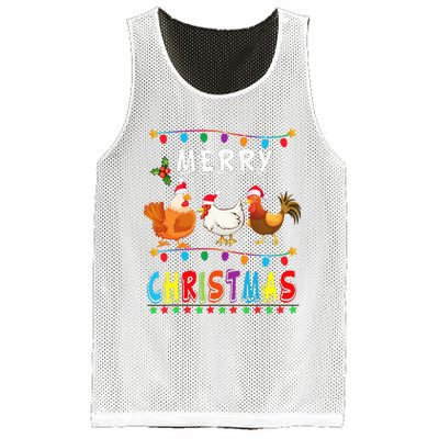 Festive Chicken Santa Hat with Lights Hilarious Christmas Gift Mesh Reversible Basketball Jersey Tank