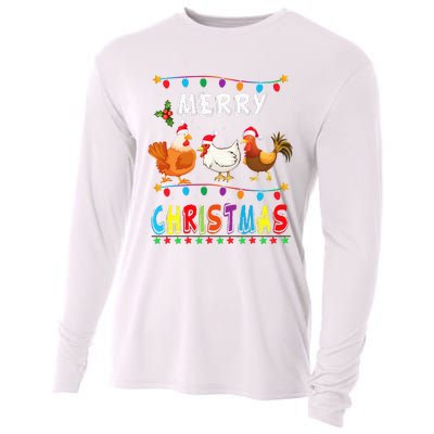 Festive Chicken Santa Hat with Lights Hilarious Christmas Gift Cooling Performance Long Sleeve Crew