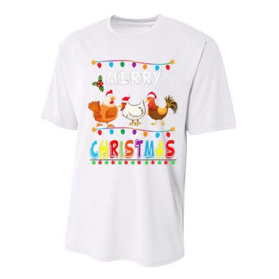 Festive Chicken Santa Hat with Lights Hilarious Christmas Gift Performance Sprint T-Shirt