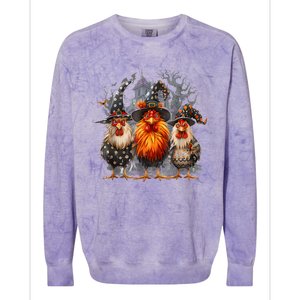 Funny Chicken Spooky Season Halloween Costume Chickens Witch Gift Colorblast Crewneck Sweatshirt