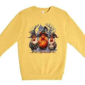 Funny Chicken Spooky Season Halloween Costume Chickens Witch Gift Premium Crewneck Sweatshirt