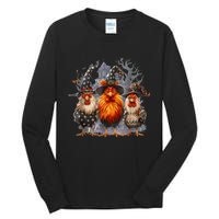 Funny Chicken Spooky Season Halloween Costume Chickens Witch Gift Tall Long Sleeve T-Shirt