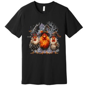 Funny Chicken Spooky Season Halloween Costume Chickens Witch Gift Premium T-Shirt