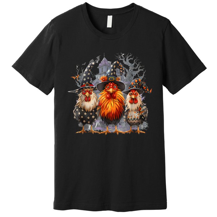 Funny Chicken Spooky Season Halloween Costume Chickens Witch Gift Premium T-Shirt