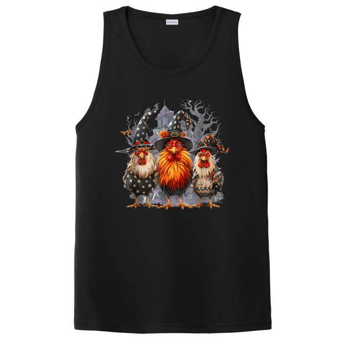 Funny Chicken Spooky Season Halloween Costume Chickens Witch Gift PosiCharge Competitor Tank