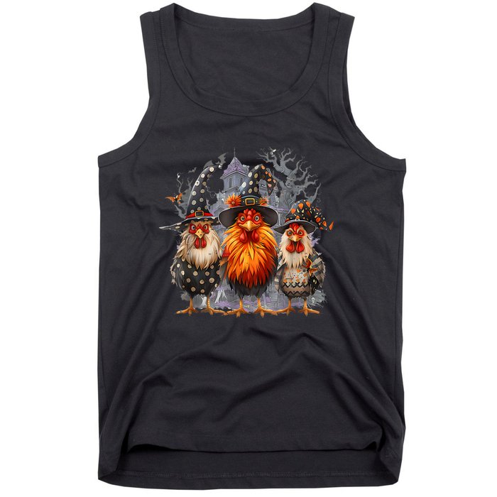 Funny Chicken Spooky Season Halloween Costume Chickens Witch Gift Tank Top