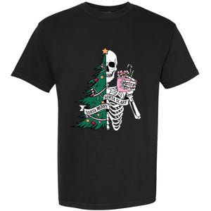 Funny Christmas Sorta Merry Sorta Scary Skeleton Xmas Tree Garment-Dyed Heavyweight T-Shirt