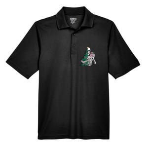 Funny Christmas Sorta Merry Sorta Scary Skeleton Xmas Tree Men's Origin Performance Pique Polo