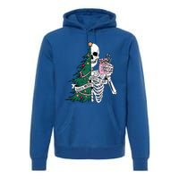 Funny Christmas Sorta Merry Sorta Scary Skeleton Xmas Tree Premium Hoodie