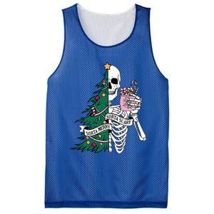 Funny Christmas Sorta Merry Sorta Scary Skeleton Xmas Tree Mesh Reversible Basketball Jersey Tank