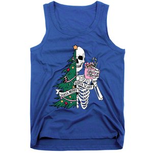 Funny Christmas Sorta Merry Sorta Scary Skeleton Xmas Tree Tank Top