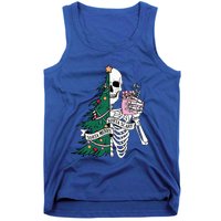 Funny Christmas Sorta Merry Sorta Scary Skeleton Xmas Tree Tank Top