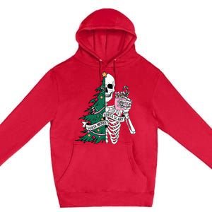 Funny Christmas Sorta Merry Sorta Scary Skeleton Xmas Tree Premium Pullover Hoodie