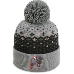 Funny Cowboy Santa Bulldogging Christmas Western Cowboy Xmas The Baniff Cuffed Pom Beanie