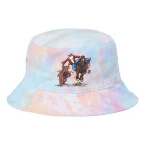 Funny Cowboy Santa Bulldogging Christmas Western Cowboy Xmas Tie Dye Newport Bucket Hat