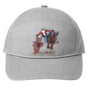 Funny Cowboy Santa Bulldogging Christmas Western Cowboy Xmas 7-Panel Snapback Hat