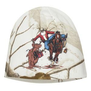 Funny Cowboy Santa Bulldogging Christmas Western Cowboy Xmas Kati - Camo Knit Beanie