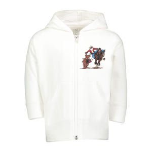 Funny Cowboy Santa Bulldogging Christmas Western Cowboy Xmas Toddler Zip Fleece Hoodie